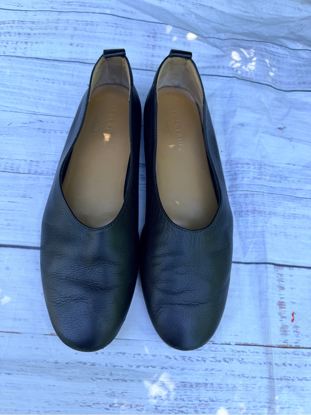 Everlane Soft Black Leather The Day Glove Ballet Flats Shoes Sz 9.5 Italy